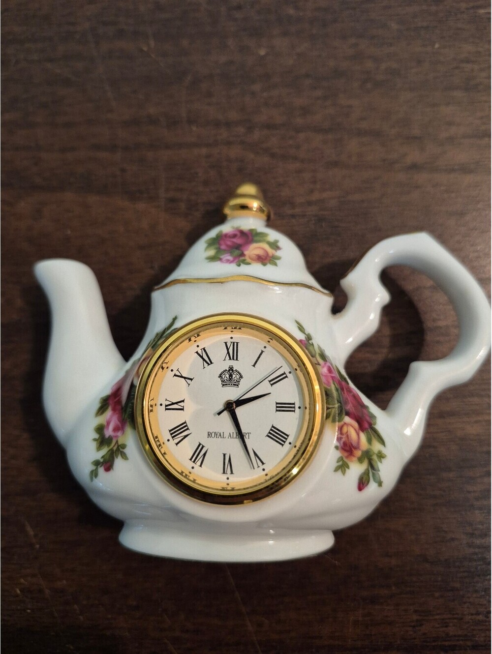 Royal Albert Old Country Roses Miniature Teapot Clock Fine China